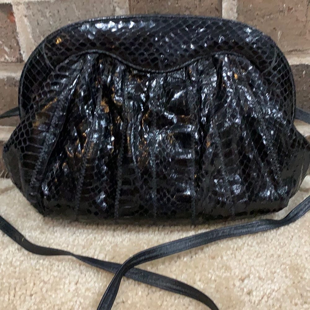 Vintage Myers Black Snake Skin Clutch